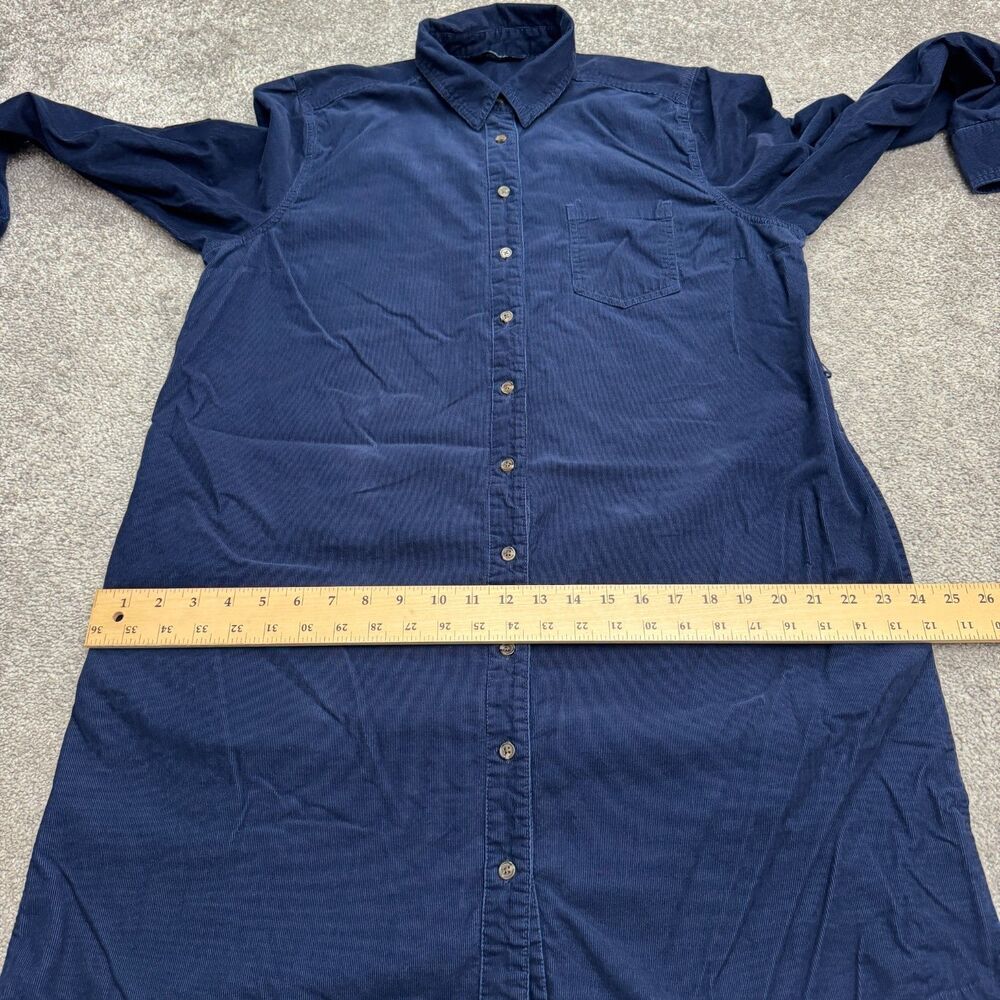 Lands' End Pinwale Corduroy Button Down Midi Shirt Dress Womens Large Navy Blue - Picture 11 of 16